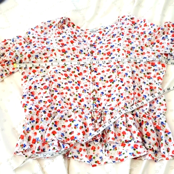 Caffe Marrakesh floral ruffle boho button down blouse size XL - Picture 9 of 9